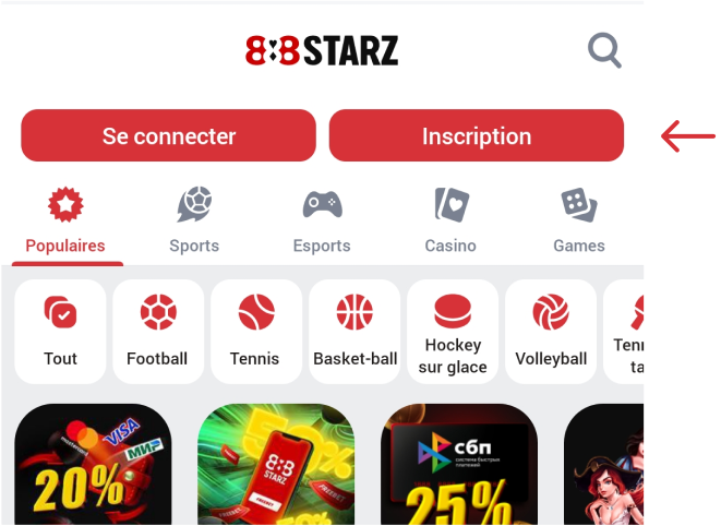 Cliquez sur S'inscrire 888starz Apk Afrique